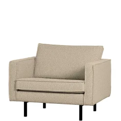 Kantiger Sessel aus Boucle in Beige - Glamoure