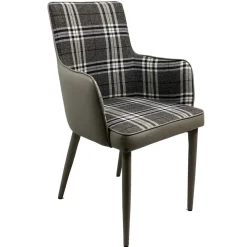 Karierter Esszimmerstuhl im Retro Stil - Gondama (2er Set)