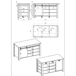 Küchenausstattung Möbel-Set mit Insel - Garisa (sechsteilig)