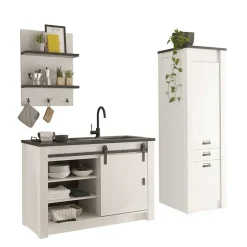 Küchenblock in Weiß mit Grau - Eture (dreiteilig)