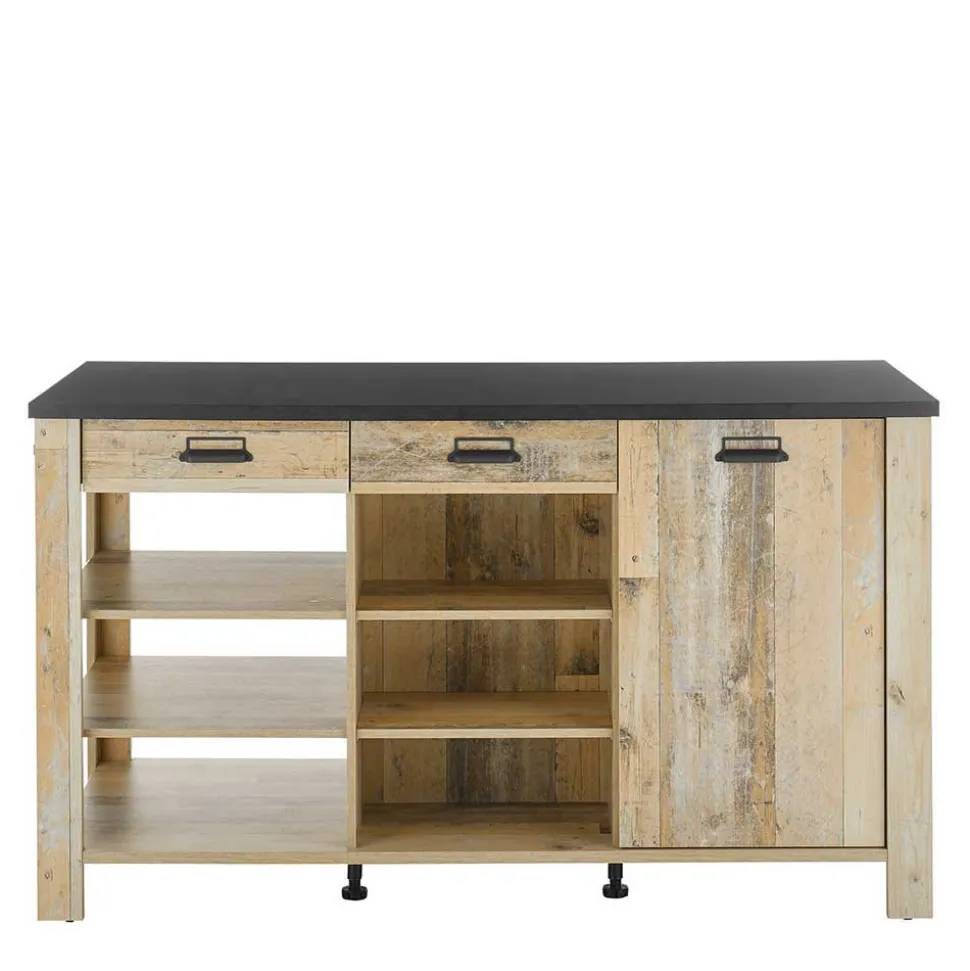 Küchen-Einrichtung mit Insel Set - Garisa (siebenteilig)