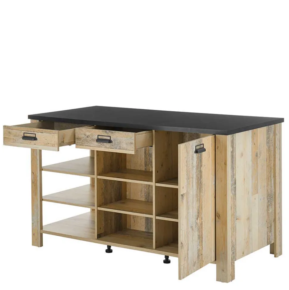 Küchen-Einrichtung mit Insel Set - Garisa (siebenteilig)