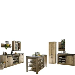 Küchen-Einrichtung mit Insel Set - Garisa (siebenteilig)