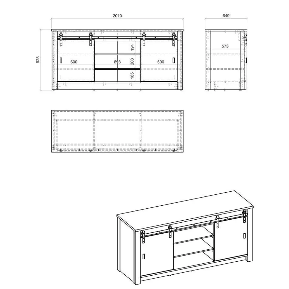 Kücheneinrichtung mit Insel - Eture (siebenteilig)