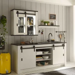 Küchenmöbel Kombination in Weiß Grau - Eture (dreiteilig)