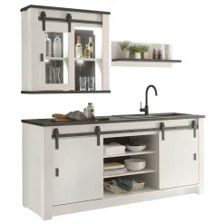 Küchenmöbel Kombination in Weiß Grau - Eture (dreiteilig)