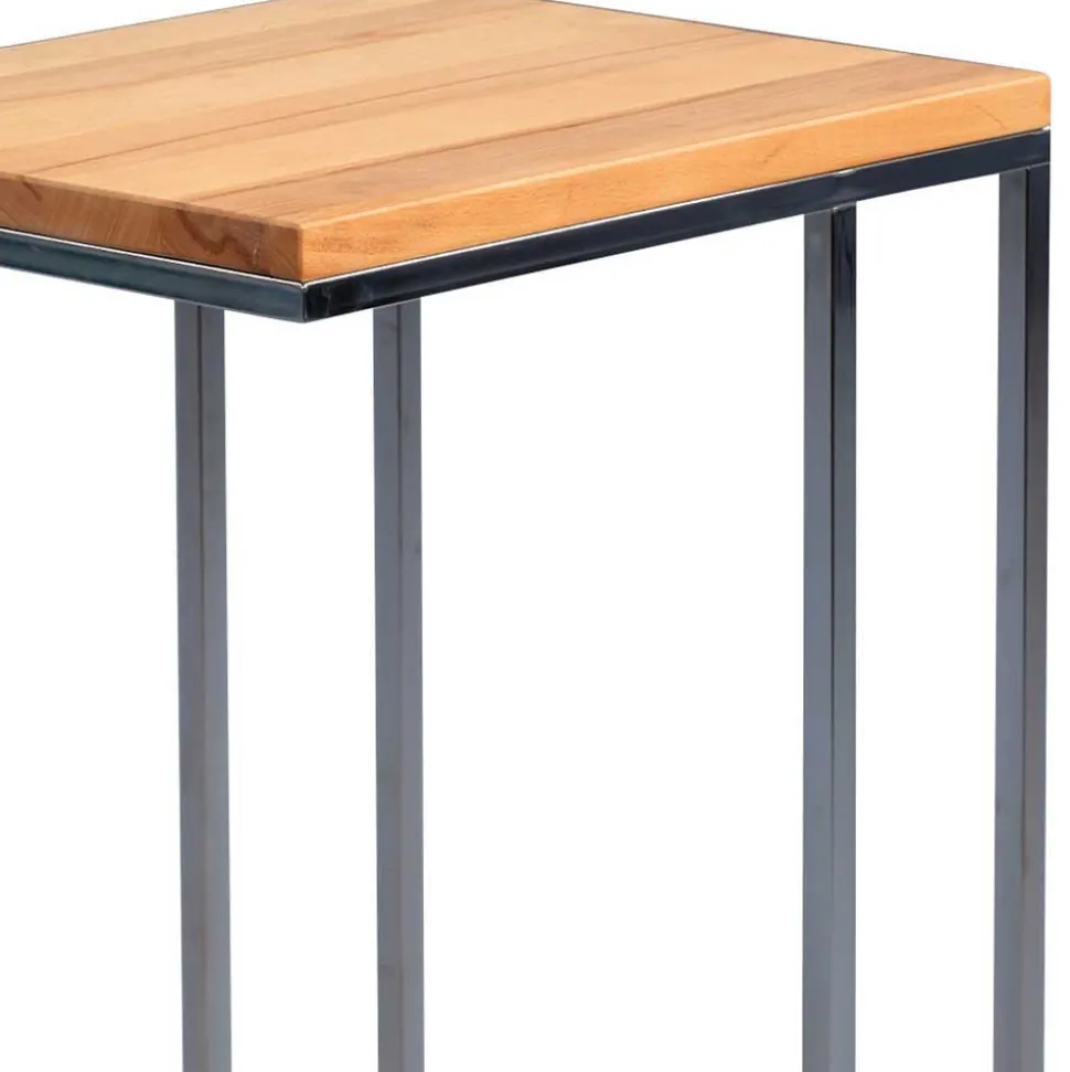 Kernbuche Ablagetisch rechteckig Mario mit verchromtem Gestell