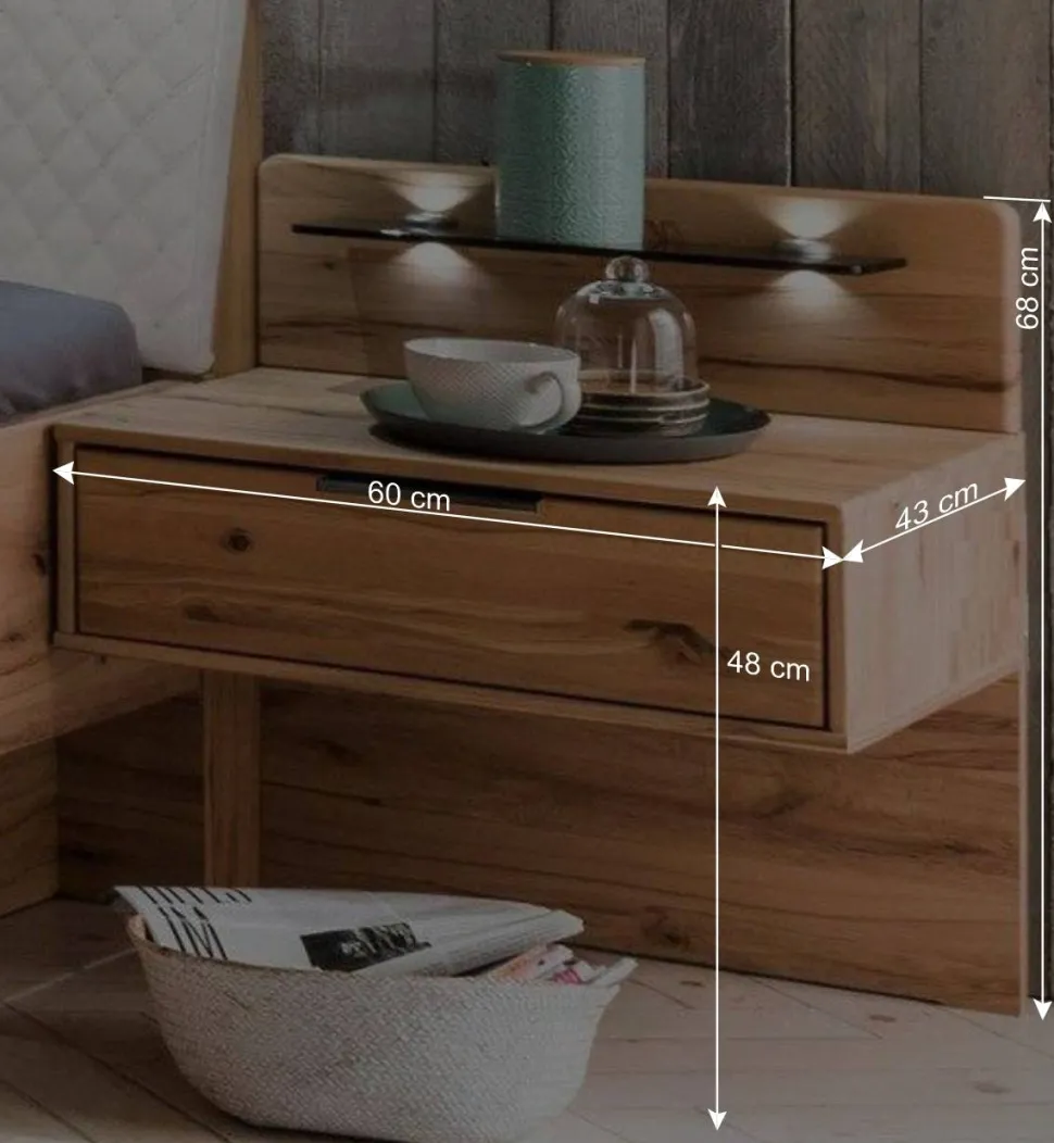 Kernbuche Bett & Nachtkommoden - Krofun (dreiteilig)