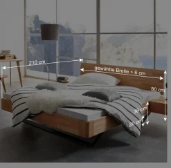 Kernbuche Bett mit grauen Metall Kufen - Desirea