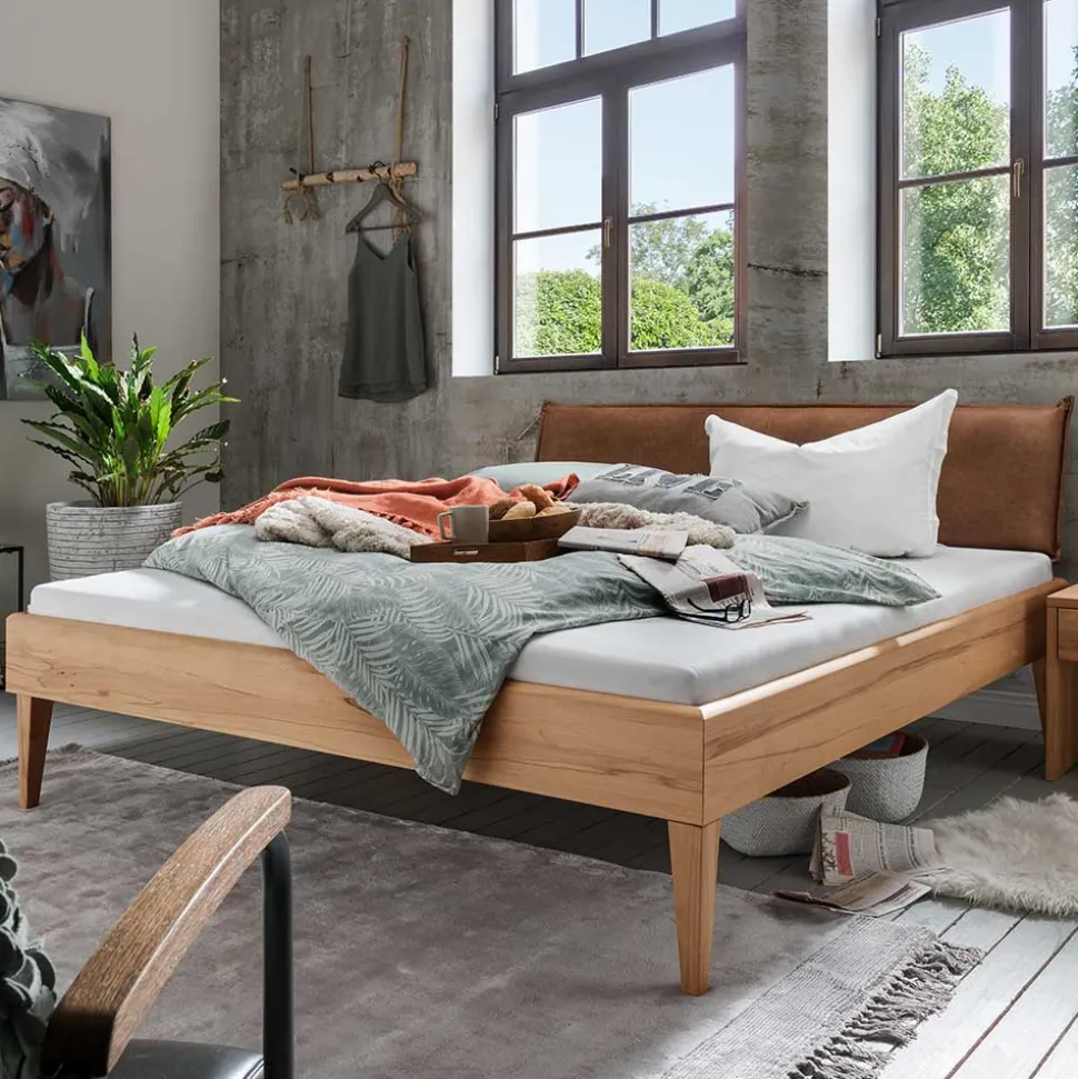 Kernbuche Bettgestell mit Polster-Kopfteil - Eudrinia