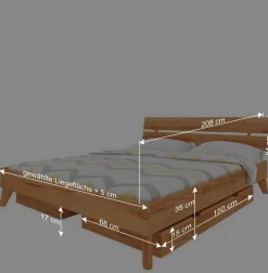 Kernbuche Bettrahmen mit Kopfteil - Junola I