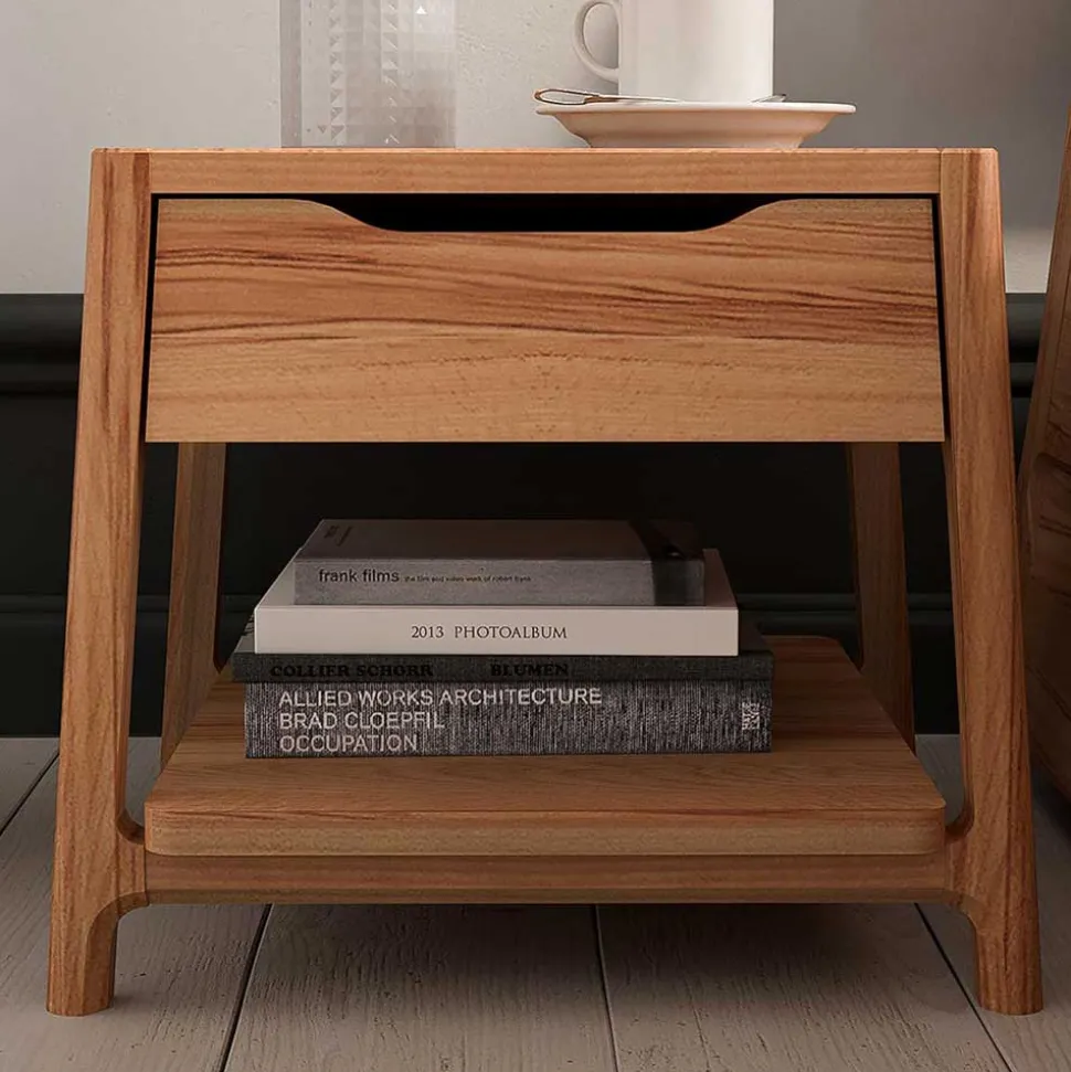 Kernbuche Doppelbett mit Polsterkopfteil - Norklin