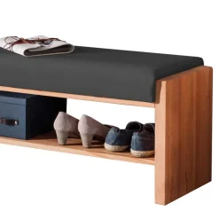 Kernbuche Flurbank mit Leder in Anthrazit - Mandrey