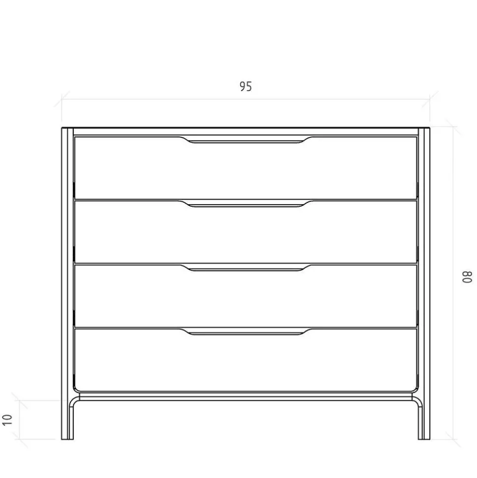 Kernbuche Kommode mit vier Schubladen - Lana