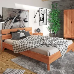 Kernbuche Massivholzbett mit Unterlänge 190 - Junola I