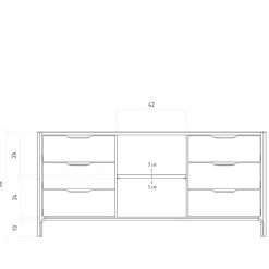 Kernbuche Sideboard mit sechs Schubladen - Lana