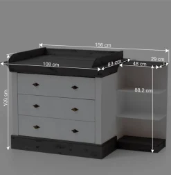 Kiefer Kinder Kommode auch mit Wickelaufsatz - Mirandesca