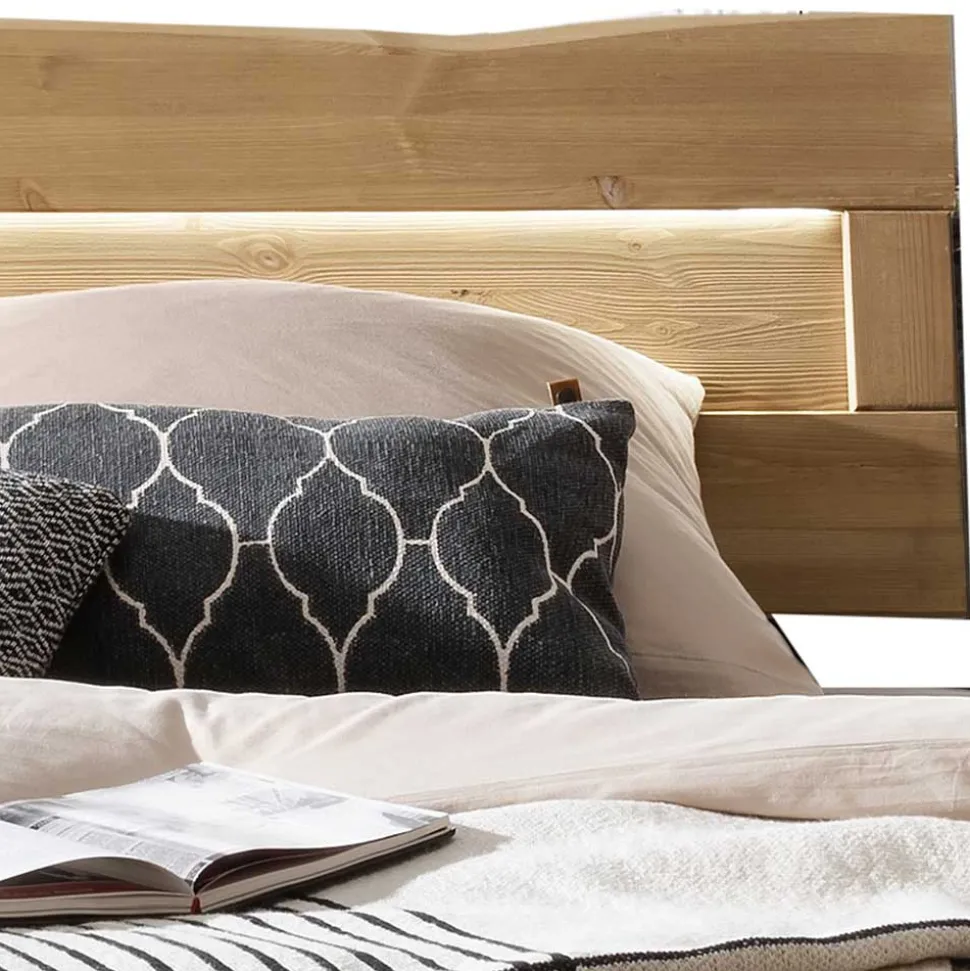 Kiefernholz Balkenbett mit LED Licht - Antina