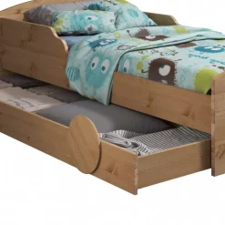 Kiefernholz Bett im Auto Look mit Bettkasten - Soveca