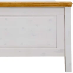 Kiefernholz Bettgestell in Weiß & Lauge - Sibiuta