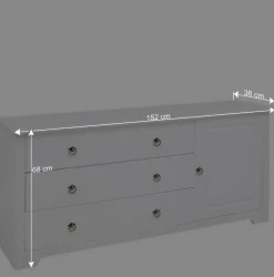 Kiefernholz Kommode in Weiß lackiert - Velriva I