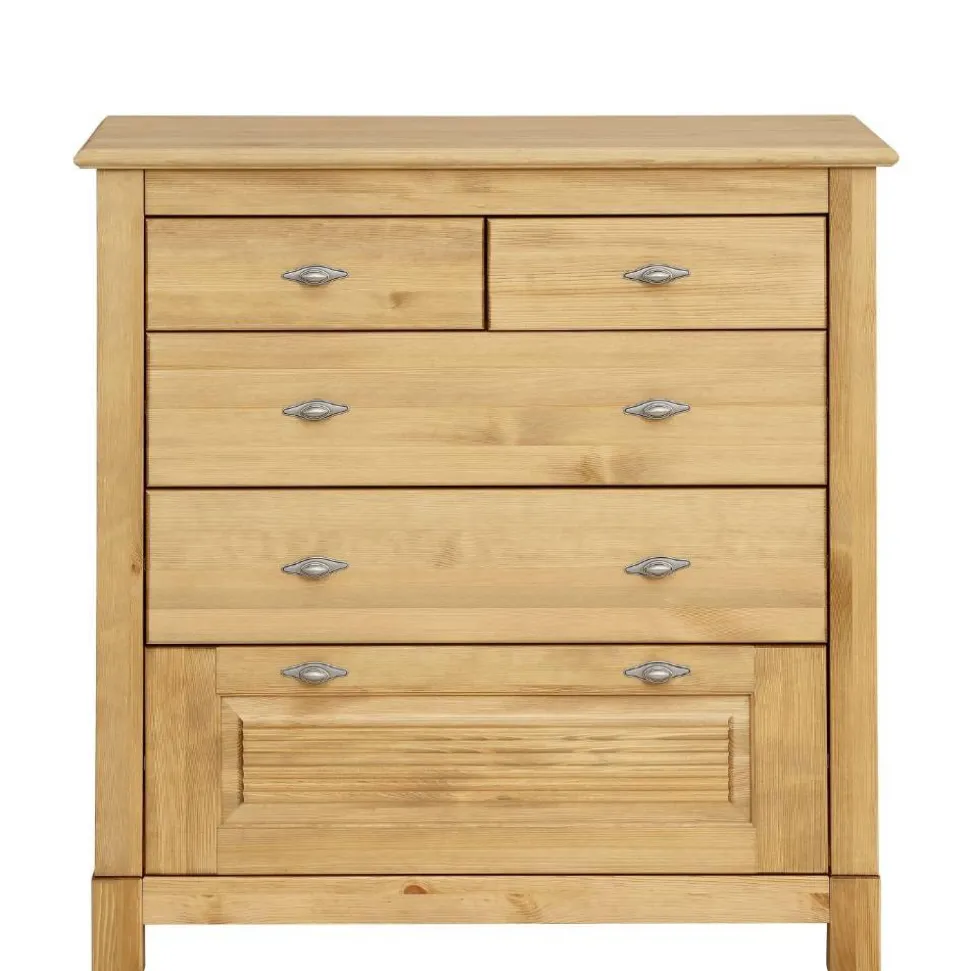 Kiefernholz Kommode mit Metallgriffen - Lavronica