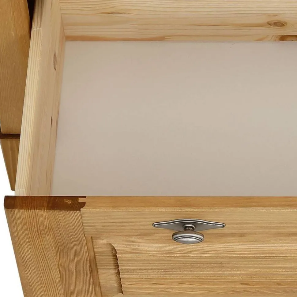 Kiefernholz Kommode mit Metallgriffen - Lavronica