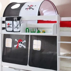 Kiefernholz Piraten Stockbett in Weiß lackiert - Davadus