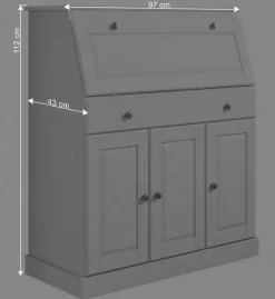 Kiefernholz Sekretär in Weiß gewachst - Aritina