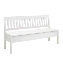 Kiefernholz Truhenbank in Weiß - Zanaris