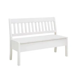 Kiefernholz Truhenbank in Weiß - Zanaris