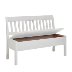 Kiefernholz Truhenbank in Weiß - Zanaris