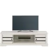 Kiefernholz TV Unterschrank in Weiß mit Schwarz - Manduza