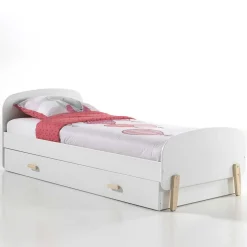 Kinder Ausziehbett in Weiß Natur - Mauricia