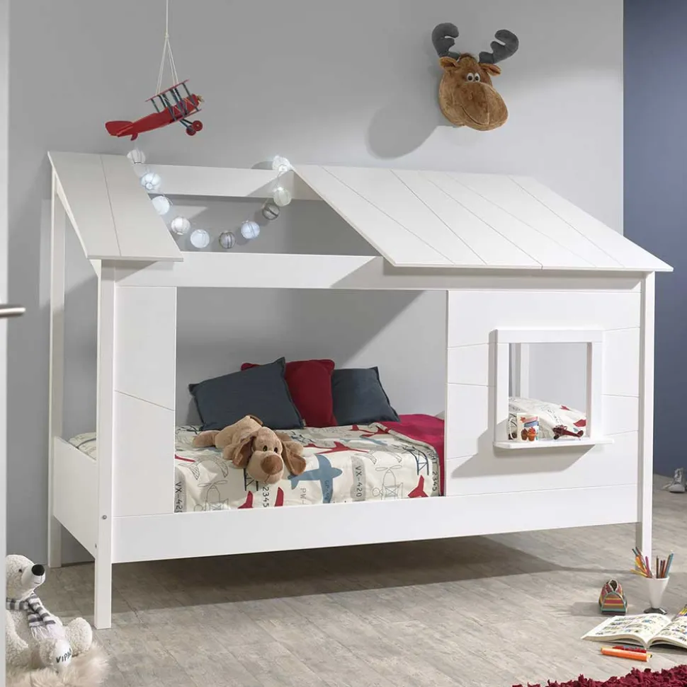 Kinder Hausbett in Weiß lackiert - Actina