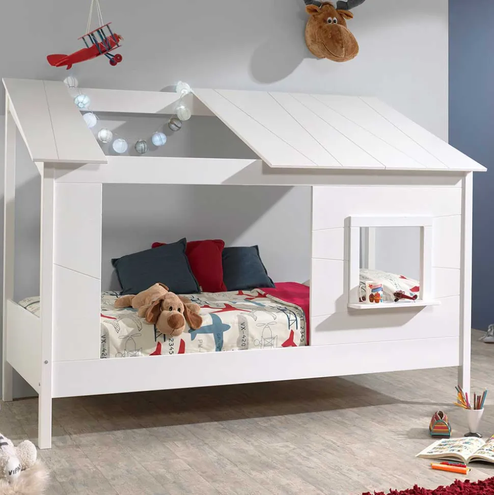 Kinder Hausbett mit Fenster und offenem Dach - Manty