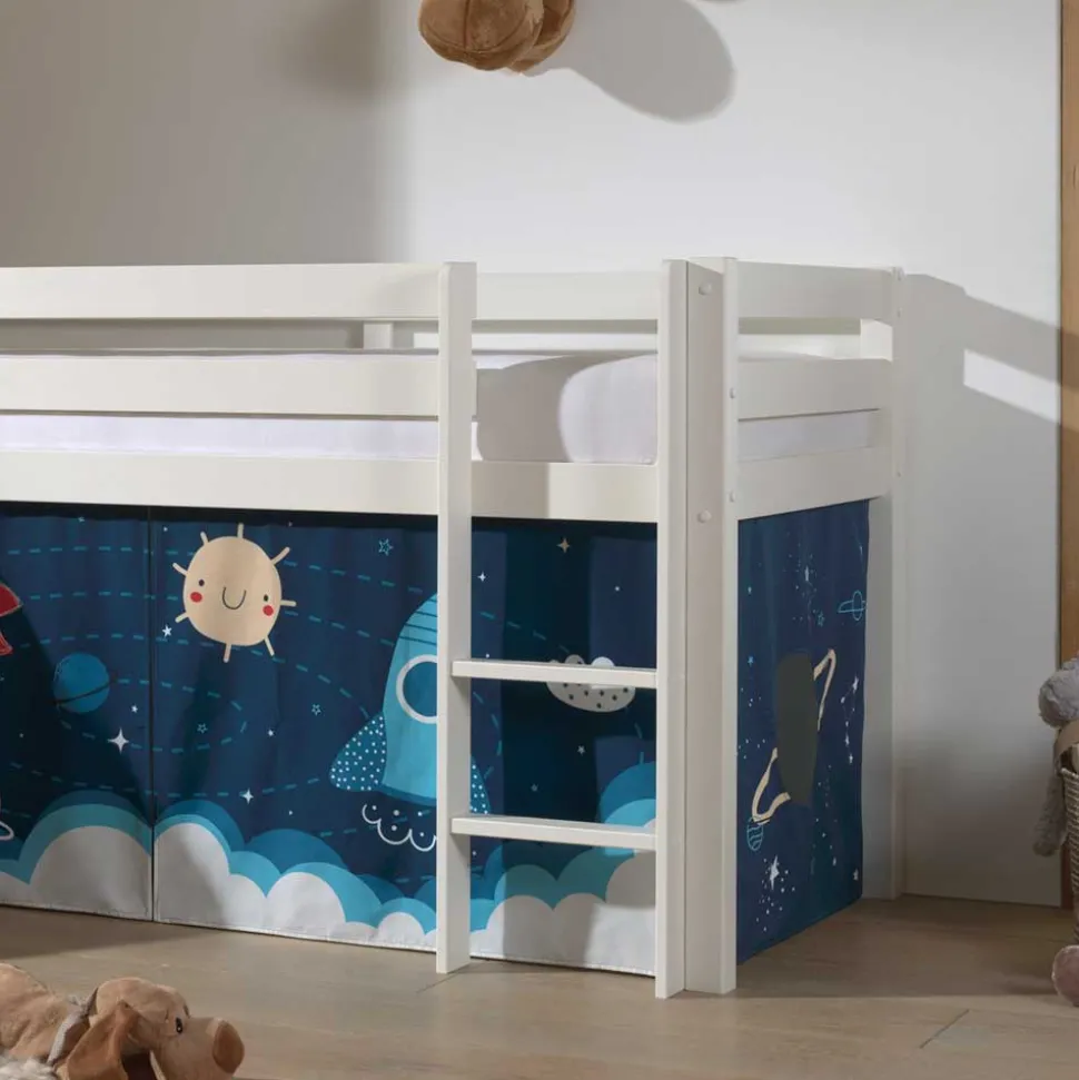 Kinder Hochbett in Weiß mit Rutsche - Besjan