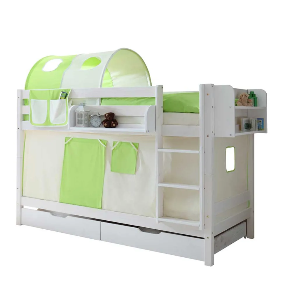 Kinder Holz Etagenbett in Weiß - Denys