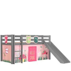 Kinder Rutschbett in Grau mit Vorhang - Kalistra