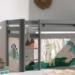 Kinder Rutschbett in Grau mit Dinos - Jevedaz