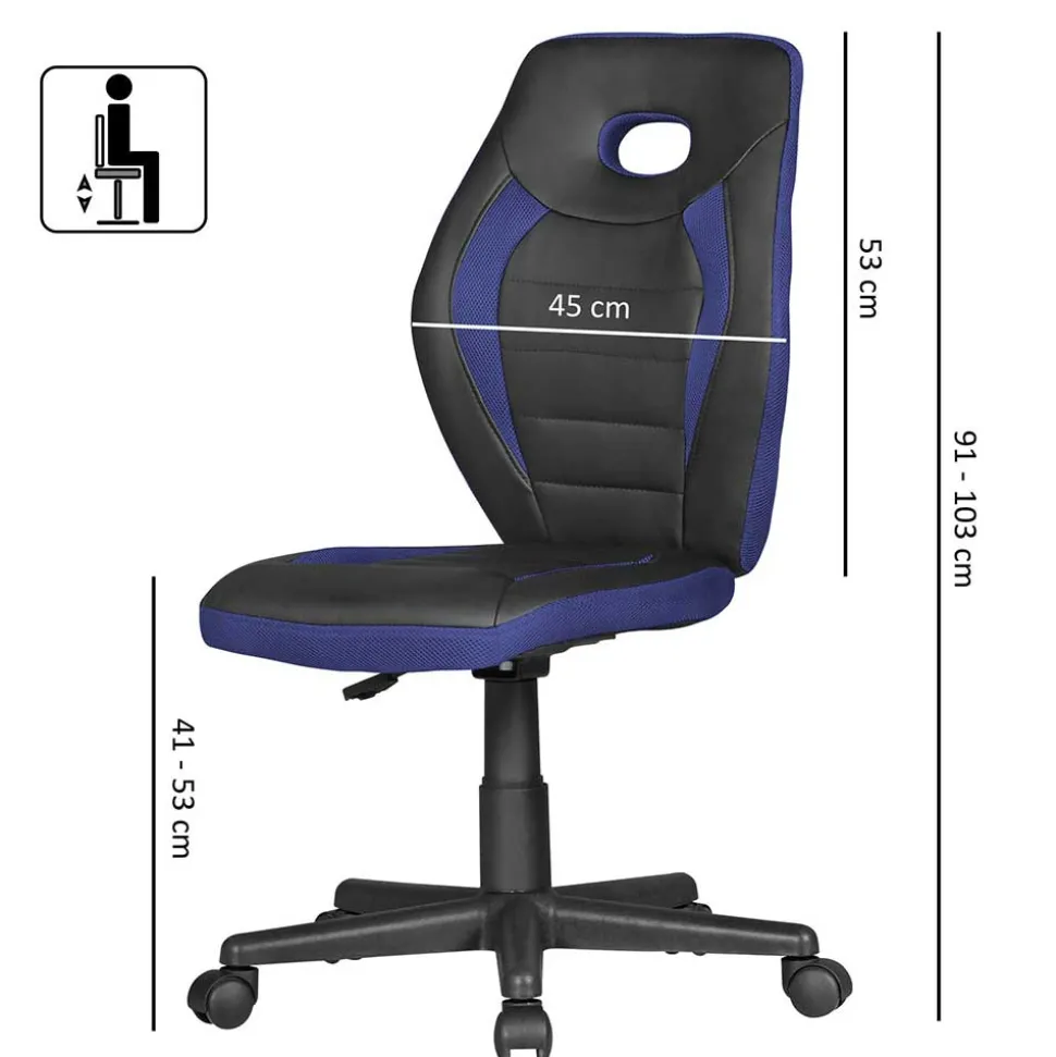 Kinder Schreibtisch-Stuhl in Schwarz Blau - Maksim