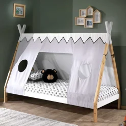 Kinderbett im Zelt Design in Weiß & Hellgrau & Natur - Nutures