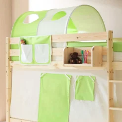 Kinderetagenbett Jesse in Grün-Beige