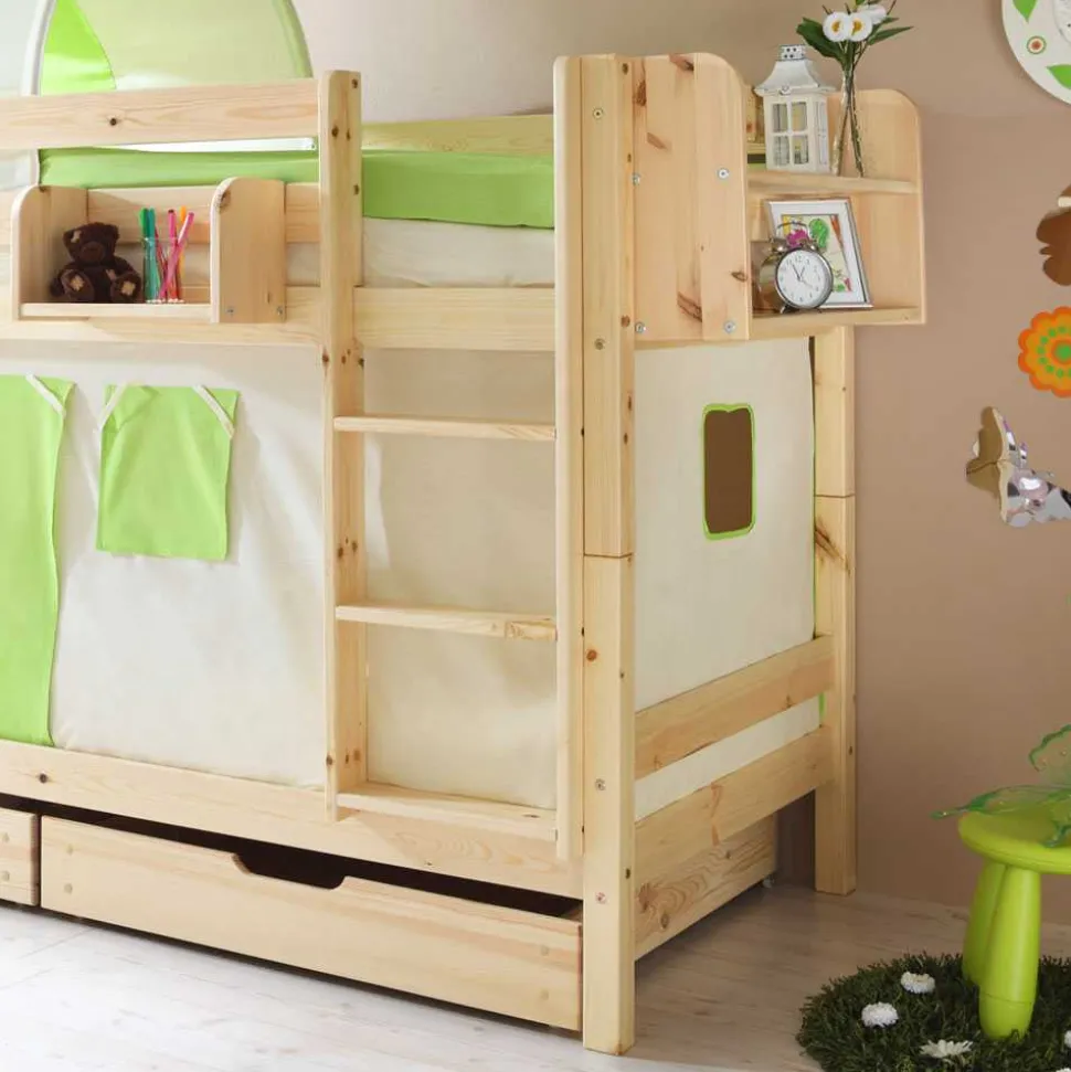 Kinderetagenbett Jesse in Grün-Beige