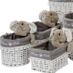 Kinderzimmer Korb Set mit Elefantenköpfen Plüsch - Isipia (fünfteilig)