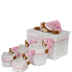 Kinderzimmer Körbe mit Plüschbär Kopf - Ucera (fünfteilig)