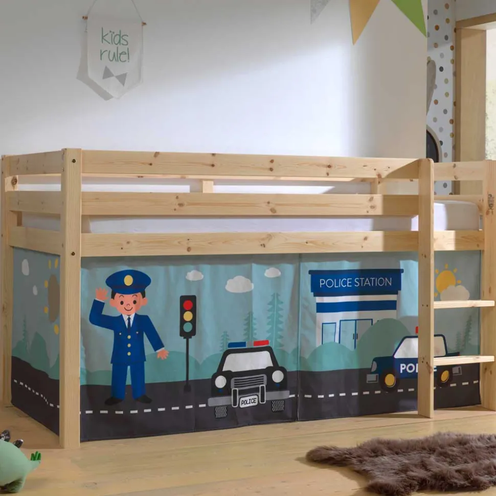 Kinderzimmer Polizei Hochbett aus Massivholz - Udines