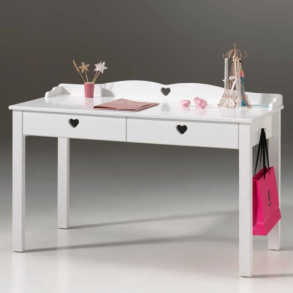 Kinderzimmer Schreibtisch Grandory in Weiß lackiert