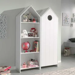 Kinderzimmerschrank & Regal in Weiß - Indefiva (zweiteilig)