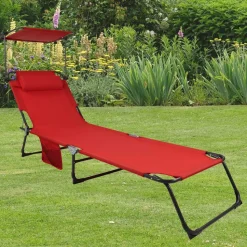 Klappbare Balkonliege in Rot und Schwarz - Haikira
